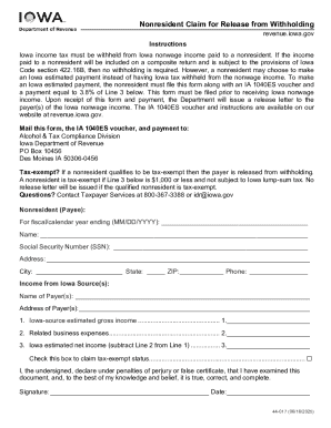 Iowa Form 44 017BFill Out Printable PDF Forms Online