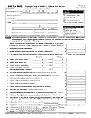 Form 941 2026 Employer s Quarterly Federal Tax Return