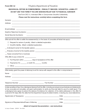 Form OIC I-2 - Individual Offer In Compromise: Penalty Waiver Doubtful Liability