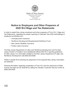 New Jersey 2025 W-2 Wage and Tax Statement