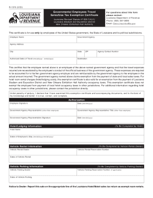 R-1376: Governmental Employees Travel Sales Use Tax Exemption Certificate