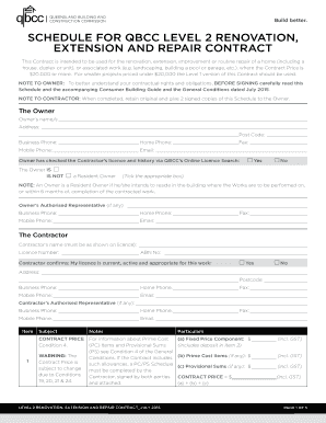 QBCC Level 2 Renovation Contract