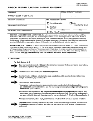 SSA-4734-BK Physical Residual Functional Capacity Assessment